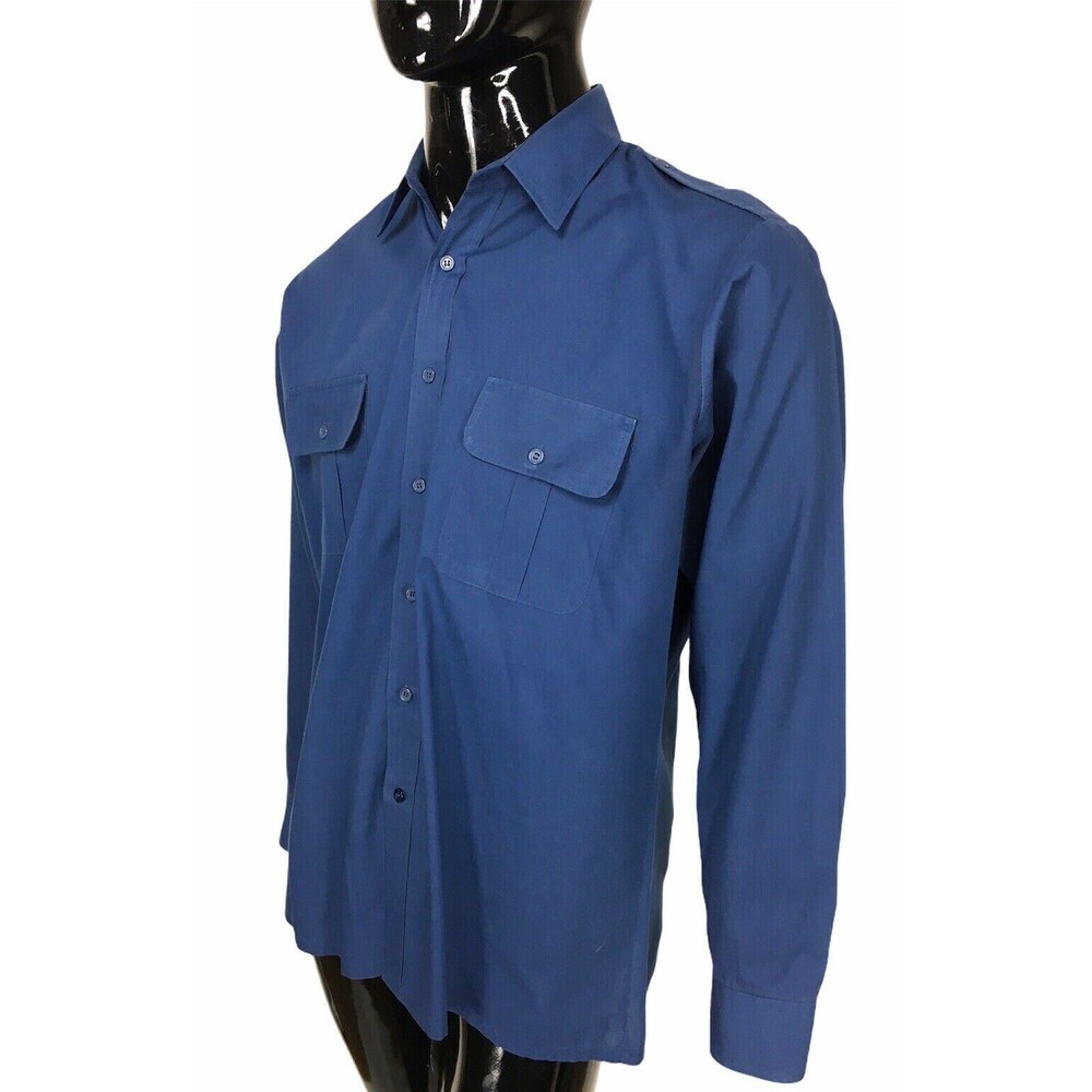 80s Vintage Sears The Men's Store Blue Workwear Button-Down Men's Shirt Large